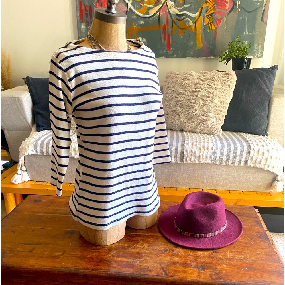 L.L. Bean 3/4 sleeve striped sweater